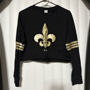 NOLA New Orleans Saint black/gold sweatshirt style long sleeve crop top